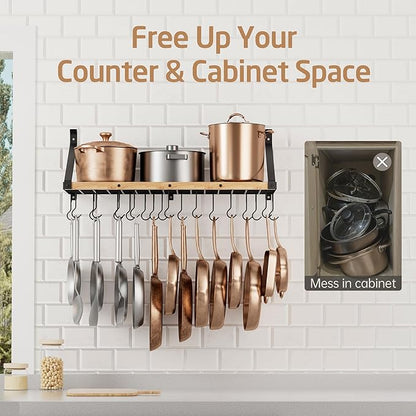 KES Pot Rack Wall Mounted 34 Inch, Pot and Pan Hanging Rack - Image 5