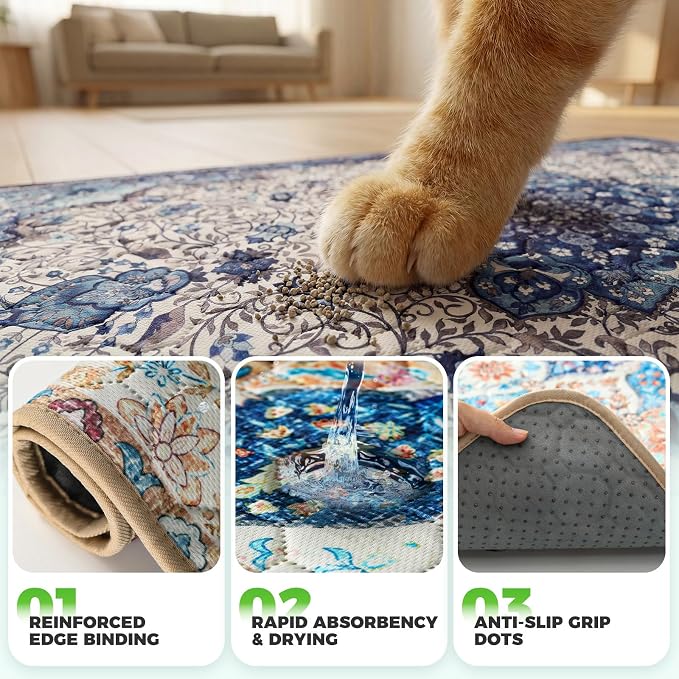 Hompet Cat Litter Mat 2 Pack, 36x36 Large Machine Washable Trapping Mats - Image 5