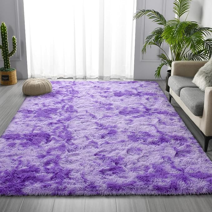 Deerhoo Large Shag Area Rugs 5 x 8, Tie-Dyed Plush Fuzzy Rugs - Image 2