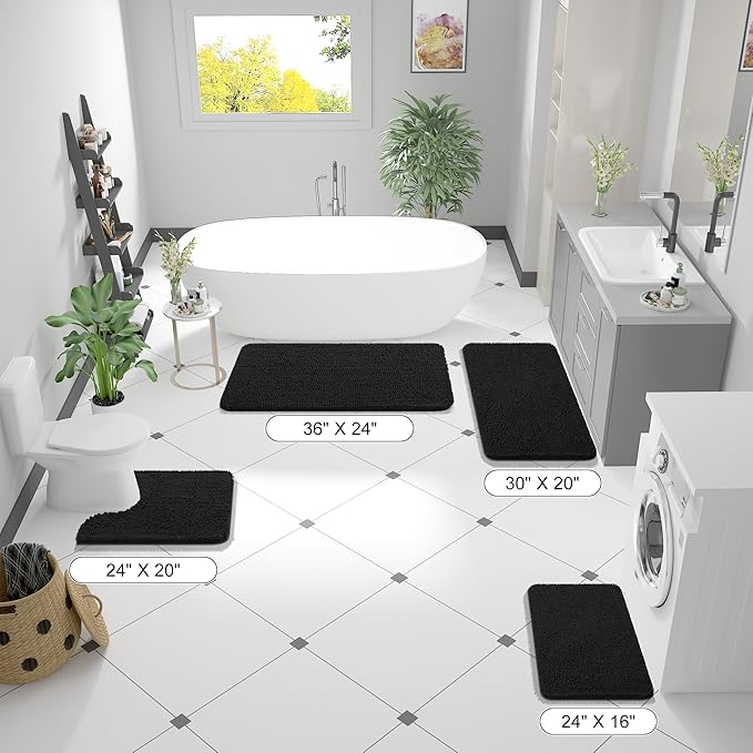 OLANLY Large Bathroom Rugs 50x30, Extra Soft Absorbent Chenille Bath Rugs - Image 2