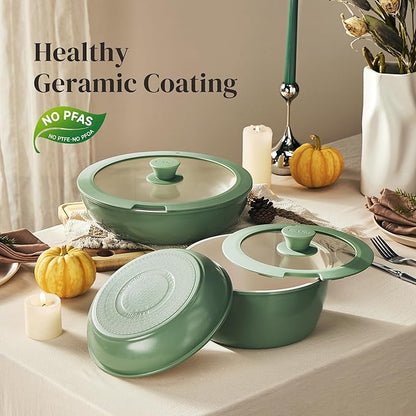 Redchef Ceramic Cookware Set, Removable Handle Pots and Pans Non-Stick - Image 5