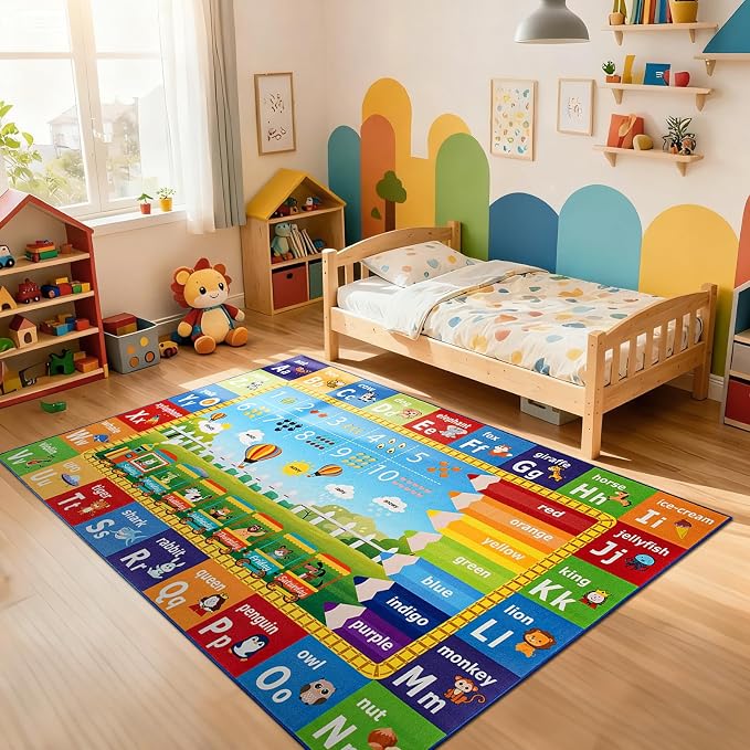 ABC Rug for Playroom Classroom Bedroom, 5x7 Kids Educational Area Rug for - Image 9