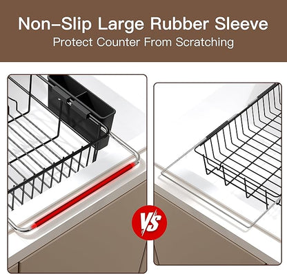 Over the Sink Expandable Dish Drainer Drying Rack In Stainless Steel - Image 7