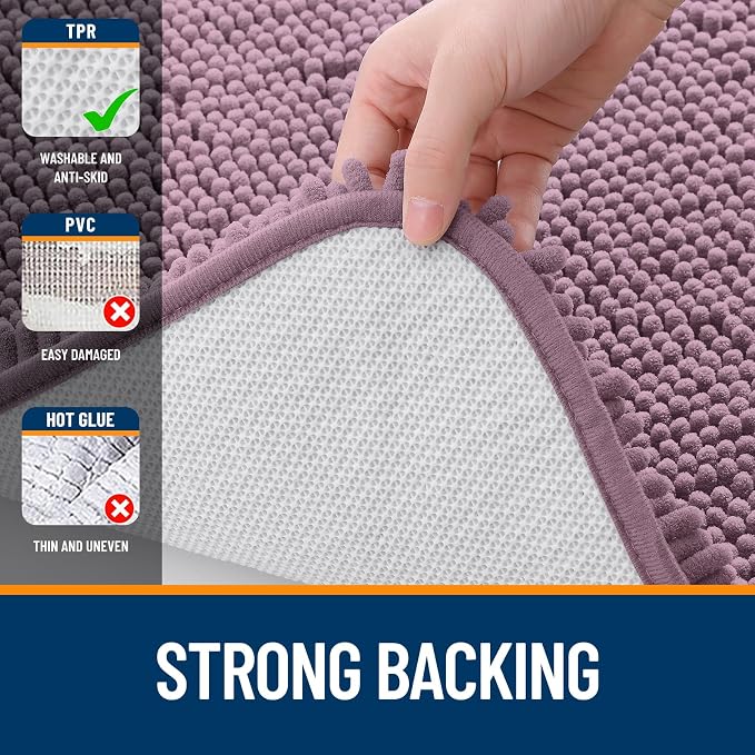 OLANLY Bathroom Runner Rugs 47x17, Soft Absorbent Chenille Bath Rugs, Rubber - Image 6