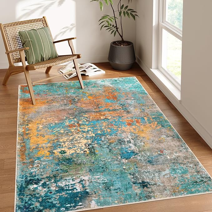 Lahome Modern Abstract Area Rugs 5x7, Large Washable Rugs by Lahome