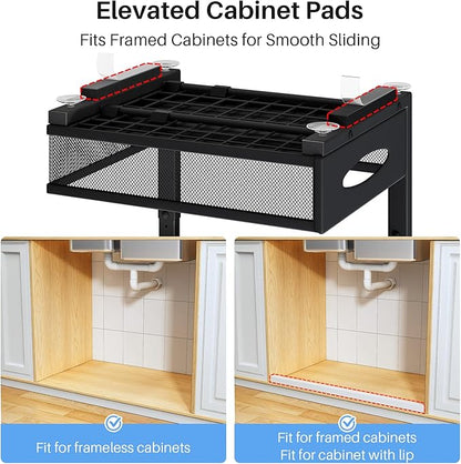Under Sink Organizer, 2 Pack 2 Tier Pull Out Under Cabinet Organizer Shelf - Image 3