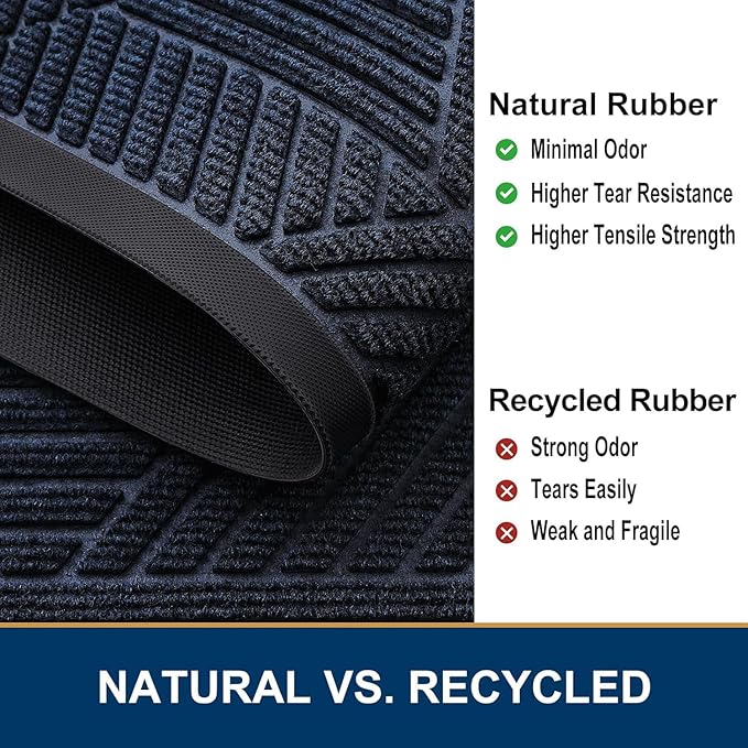 Smiry Front Door Mat Outside Entrance, Heavy Duty Sturdy Natural Rubber Doormat - Image 5