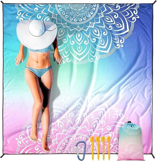 HIHOHO Beach Blanket Waterproof Sandproof Extra Large Beach Mat 79" X by HIHOHO