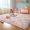 Washable 4x6 Rainbow Fluffy Shaggy Area Rugs, Kawaii Princess Soft Plush Carpet by KICHOWUA