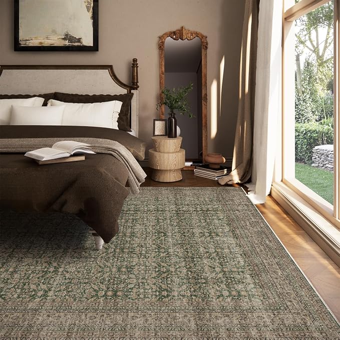 Machine Washable Rugs for Living Room: 5x7 Area Rugs Boho Vintage Rugs Stain - Image 6