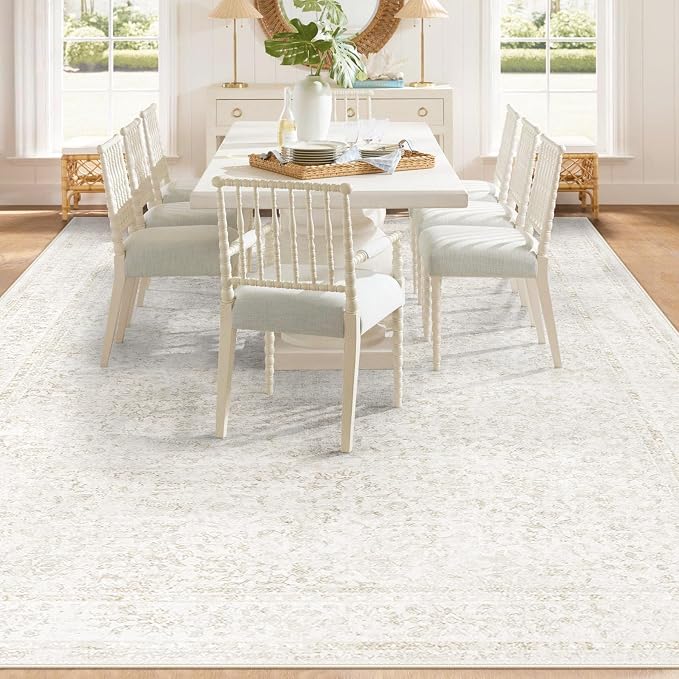 9x12 Area Rugs for Living Room: Washable Large Vintage Floral Rug Low Pile - Image 6