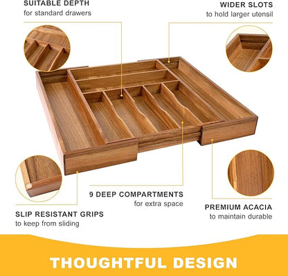 Large Premium Acacia Silverware Organizer - Image 5