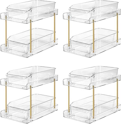 LAREKUN4pack 2-Tier Organizer & Storage Unit Stackable Bathroom Cabinet by LAREKUN