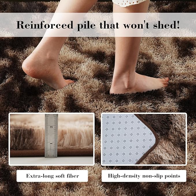 yongyangjuxin Fluffy Rug Shag Area Rug, Mottling Brown 8x10 Area Rugs - Image 6