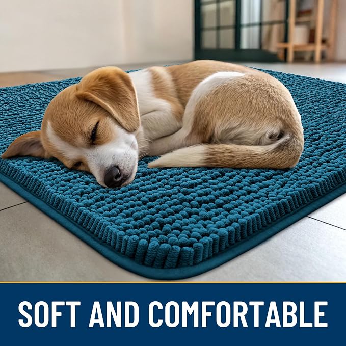 Smiry Dog Door Mat for Muddy Paws 47x24, Absorbent Dirt Trapper, Non-Slip - Image 2