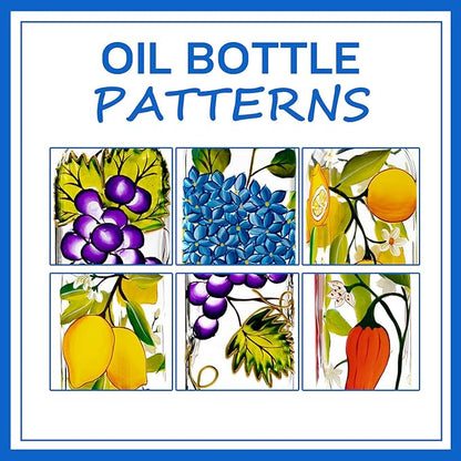 17oz Hand Painted Glass Olive Oil Bottle Dispenser - 500ml Green Oil & Vinegar - Image 3