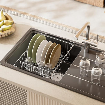 JAQ Over Sink Dish Drying Rack for Medium to Large Sink, Expandable 15.08"–22.4" - Image 6