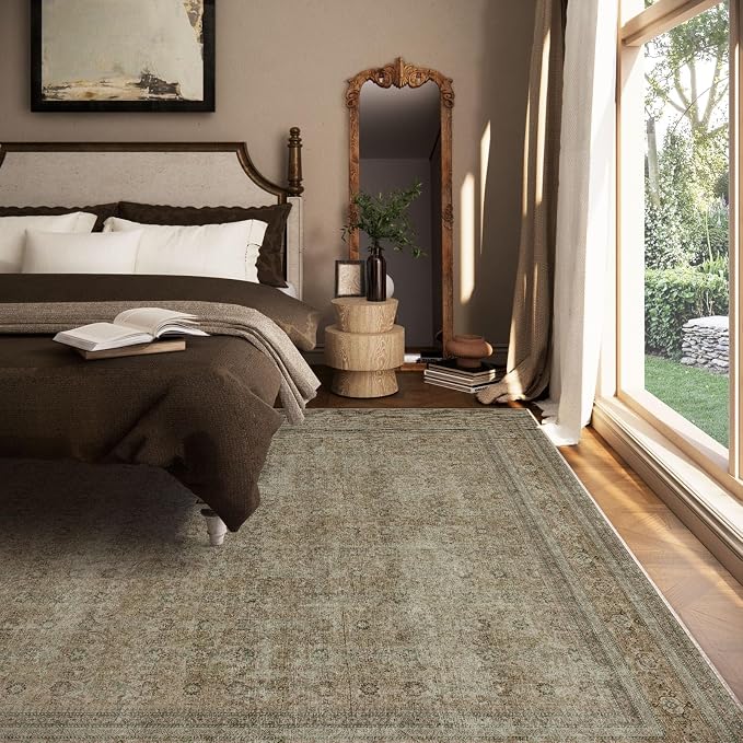 Washable Area Rugs for Living Room: 5x7 Bedroom Rug Boho Vintage Rugs Stain - Image 6