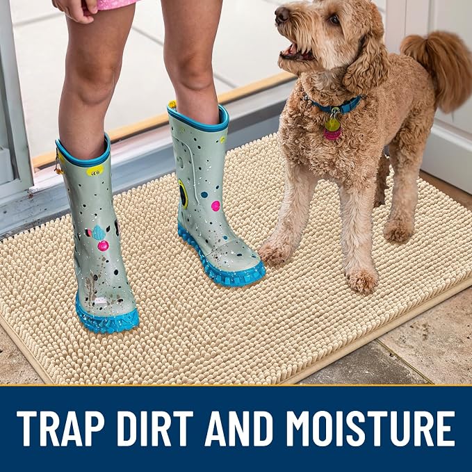 Smiry Dog Door Mat for Muddy Paws 30x20, Absorbent Dirt Trapper, Non-Slip - Image 3