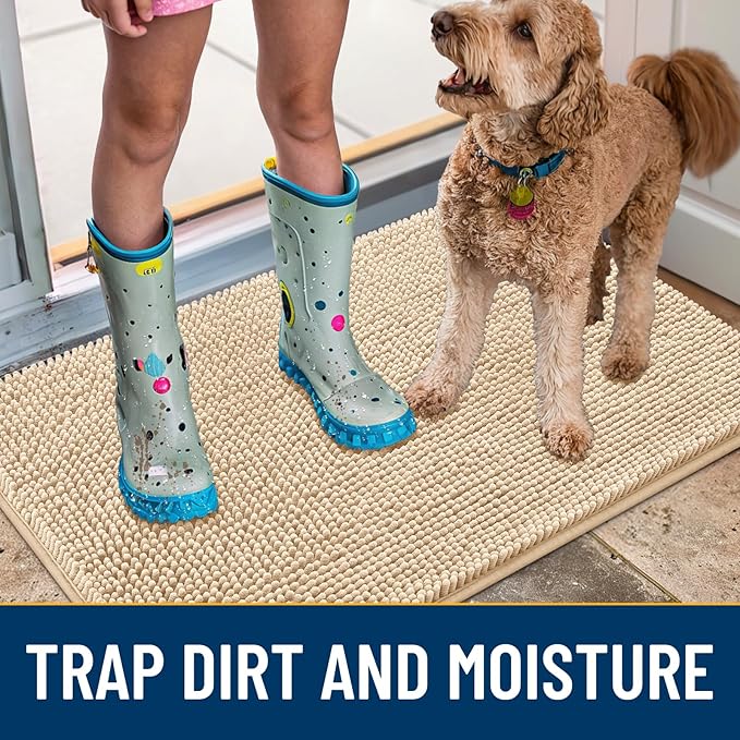 Smiry Dog Door Mat for Muddy Paws 24x16, Absorbent Dirt Trapper, Non-Slip - Image 3