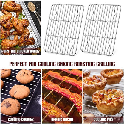 E-far Small Baking Cooling Rack Set of 2, Stainless Steel Metal Roasting - Image 7