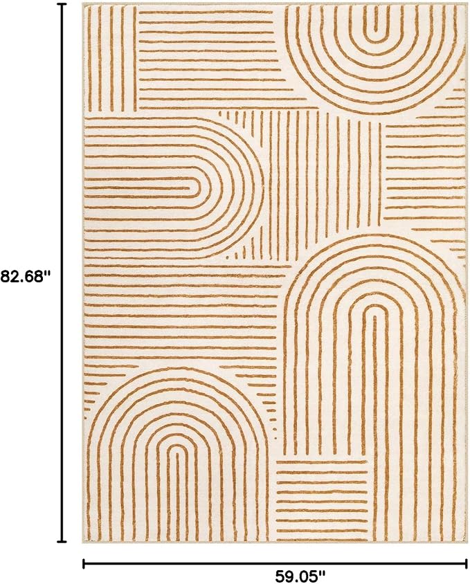 Lahome Abstract Washable Rugs 5x7, Non Slip Soft Living Room Rugs Ultra-Thin - Image 2