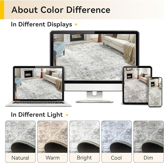 RELEANY Washable Area Rugs 2'x6' Non-Slip Modern Abstract Soft - Image 9