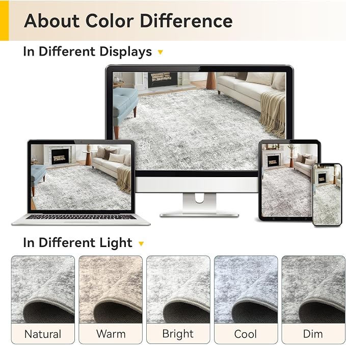 RELEANY Washable Area Rugs 4ft Non-Slip Modern Abstract Soft - Image 8