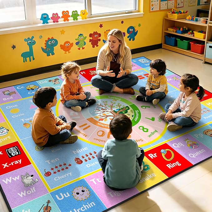 ABC Kids Rug for Playroom, 3x5 ft Alphabet Small Classroom Rug, Non-Slip - Image 8