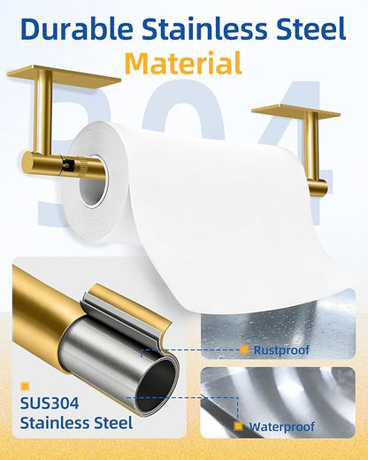 RUACQ Paper Towel Holder Under Cabinet, Wall Mounted or Adhesive Stainless - Image 5