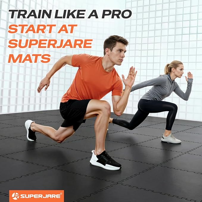 SUPERJARE 0.56'' Thick 48 Pcs 192 Sq Ft Rubber Top Exercise Equipment Mats - Image 3