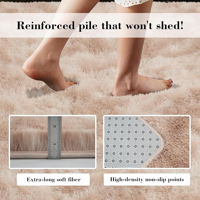 Fluffy Rug Shag Area Rug, Mottling Beige 2x4 Area Rugs - Image 5