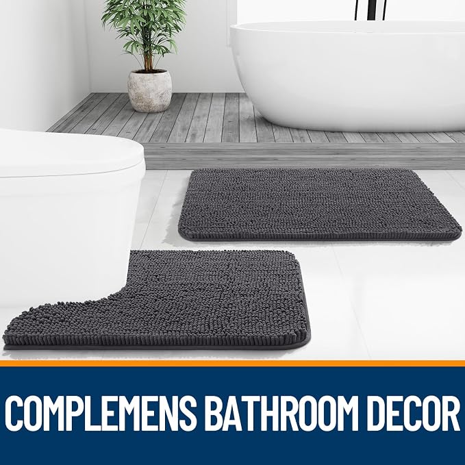 OLANLY Bathroom Runner Rugs 47x24, Soft Absorbent Chenille Bath Rugs, Rubber - Image 7