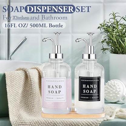 Glass Soap Dispenser with Pump, Countertop Soap and Lotion Dispenser Set of 2 - Image 3
