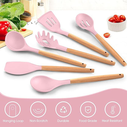 E-far Cooking Utensils Set of 6, Silicone Kitchen Utensils - Image 3