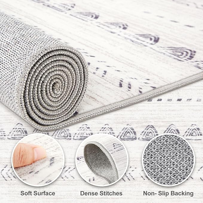 Nakagishi Round Rug Boho Area Rugs: 4x4 Washable Large Circle Neutral Soft - Image 3