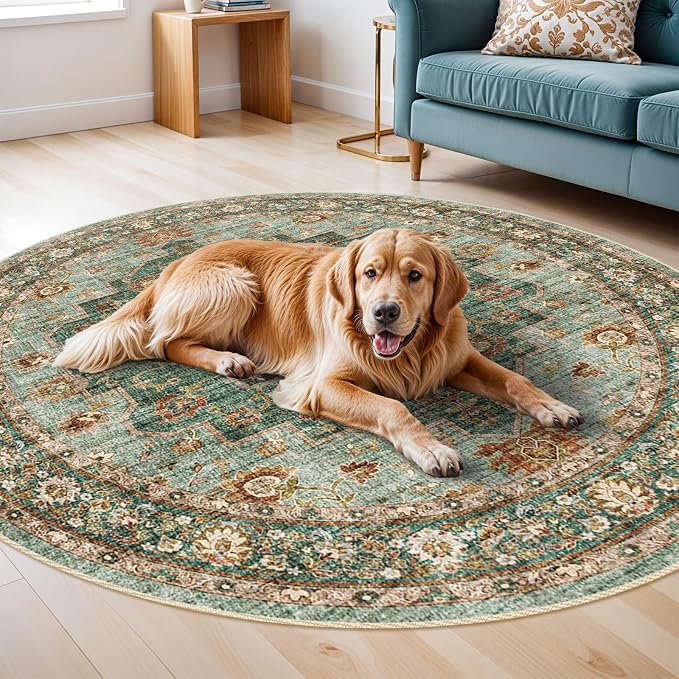 TOPRUUG Washable Oriental Area Rug - 6ft Round Rugs - Image 6