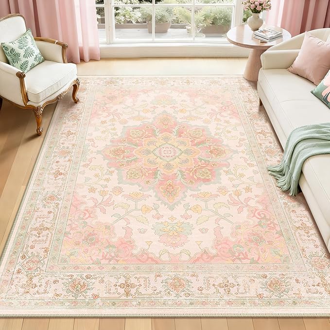 CAPALOCA Machine Washable Rugs Nursery Rug 5x7 Cute Girl Non Slip Low Pile - Image 2