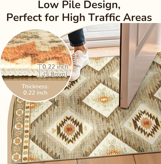 BESTSWEETIE Area Rug 6x6 Rug Machine Washable Non-Slip Low Pile Print Pattern - Image 6