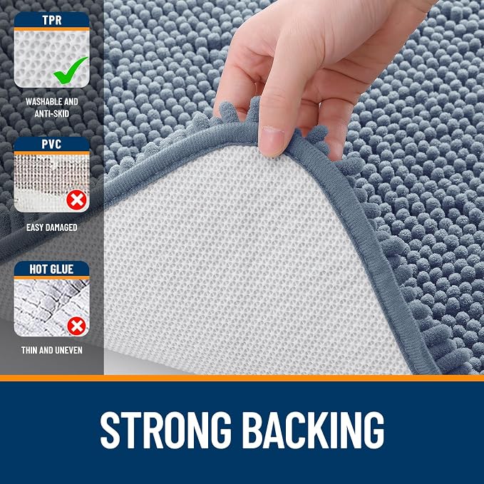 OLANLY Bathroom Rugs 34x21, Extra Soft Absorbent Chenille Bath Rugs, Rubber - Image 6