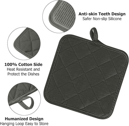 Oven Mitts and Pot Holders Set, Heat Resistant Silicone Kitchen Mini Oven - Image 4
