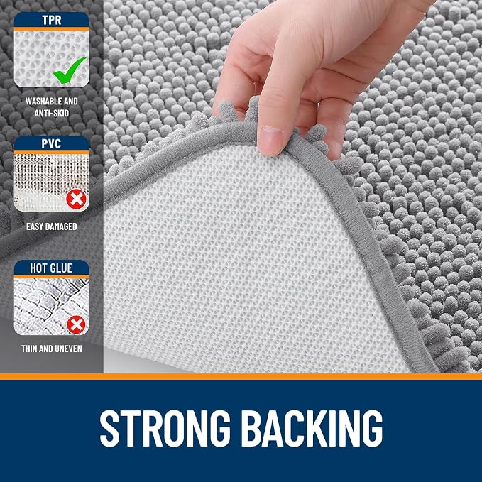 OLANLY Large Bathroom Rugs 59x35, Extra Soft Absorbent Chenille Bath Rugs - Image 6
