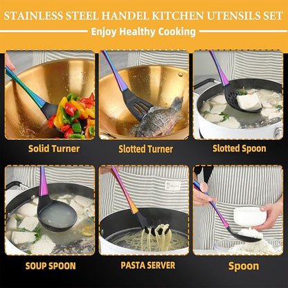 Kitchen Utensils Set, Large Non-stick Silicone Cooking Utensils Set 6 Pcs - Image 4