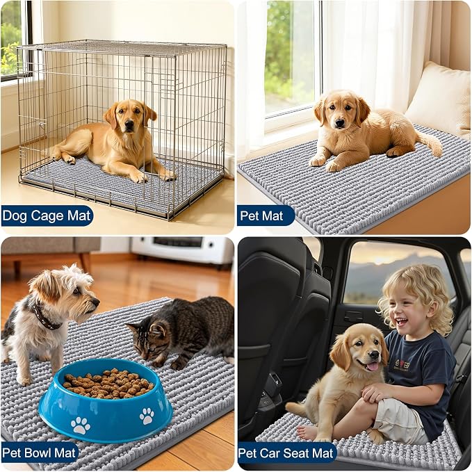 OLANLY Dog Door Mat for Muddy Paws 36x24, Ultra Absorbent Chenille Mud Doormat - Image 7