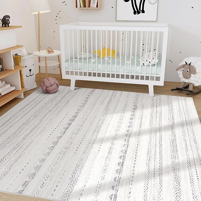 Nakagishi 10x12 Area Rug Living Room: Washable Boho Large Neutral Soft - Image 7