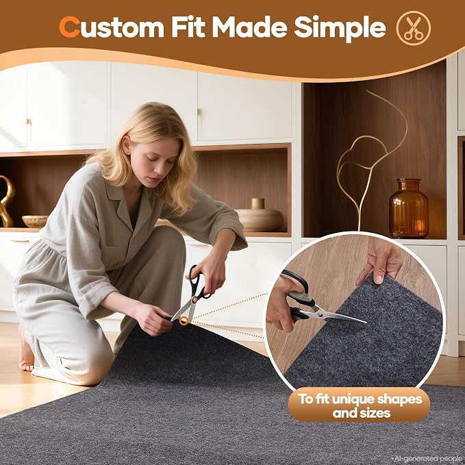 Veken 4 Ft Round Non Slip Cushioned Rug Pad Gripper, Felt and Silicone Backing - Image 7