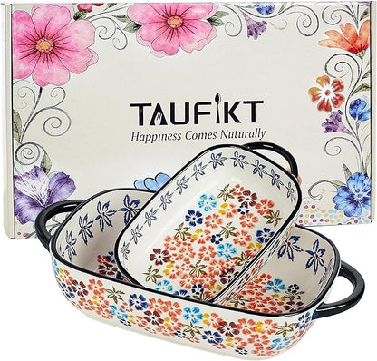Ceramic Casserole Dishes for Oven, Hand-painted Polish Pottery Baking Dish Set by TAUFIKT