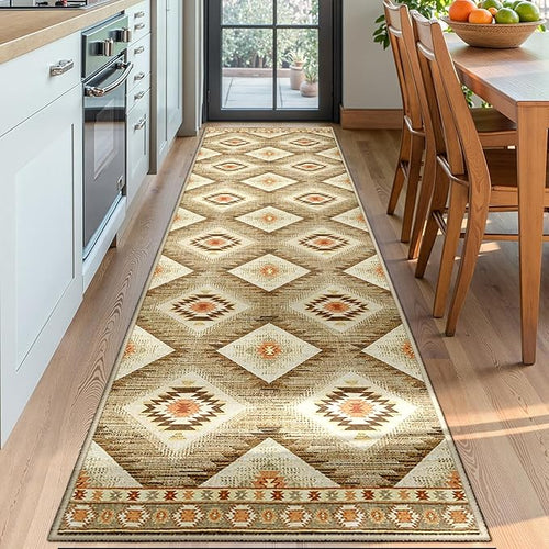 Area Rug 2x8 Rug Machine Washable Non-Slip Low Pile Print Pattern Western Rug by BESTSWEETIE