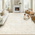 8x10 Area Rugs for Living Room: Washable Large Vintage Floral Rug Low Pile by LOSBULAKE