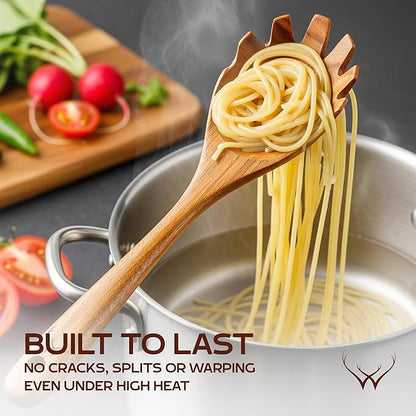 12 Pcs Wooden Cooking Utensils Set – Luxury Wooden Kitchen Utensils - Image 4